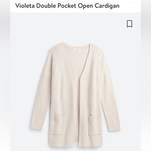 PINQUE Violeta Double Pocket Open Cardigan in Beige